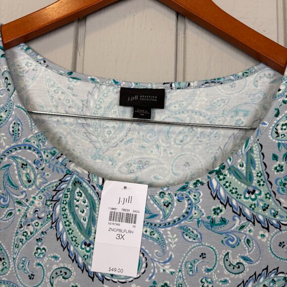 NWT J JILL WOMEN'S Blouse A Line PAISLEY-STRETCH- sleeveless Size 3X - Picture 2 of 7